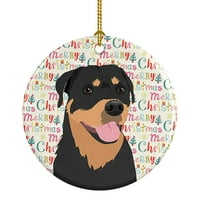 Rottweiler crni i tan božićni keramički ukras