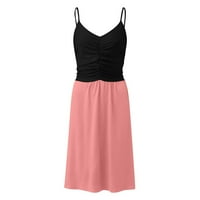 Klirens letnje haljine za žene štampane srednje dužine Sun haljina bez rukava Casual Halter haljina Pink XL