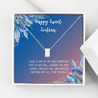 Anavia Happy Sweet Sixteen ogrlica, poklon za 16. rođendan, poklon za kćer, slatka ogrlica za djevojčicu-[Srebrna kocka, plavo-narandžasta poklon kartica]