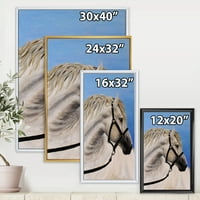 Krupni Plan Bijelog Konja U Brazdi Uokvirena Fotografija Platno Art Print