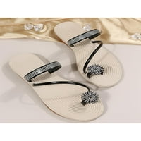 Woobling ženske ravne sandale udobne flip flops ljetne modne papuče dame voljne thong sandale stilski dijapoziđe svjetlosno crne boje 5