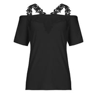 Ženski vrhunski klirens modni ženski ljetni V-izrez Casual čipkasti Patchwork čvrsti Caims bluza Top
