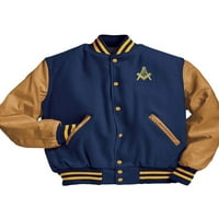 Mason Freemasons Varsity Crest Jacket Small Dark Navy Light Gold