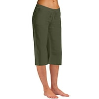 Qiaocaity ženske pantalone Casual pantalone sa ravnim nogama visokog struka sa vezicama široke široke udobne pantalone pantalone sa klirensom Army Green 4XL