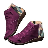 OAVQHLG3B Ženske kratke čizme Dame Trendy Vintage stil patentni patentni cipele Ankete kratke čizme