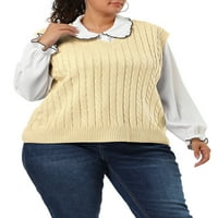 Jedinstveni ženski Plus pulover prsluk V izrez karirani Preppy džemper