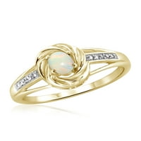 Carat T. G. W. Opal i bijeli dijamant Accent 14k zlato preko srebrnog prstena
