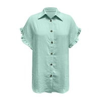Dizajn ličnosti šifonska košulja labavi kratki rukav za žene ženske bluze sa dugmadima Ležerne žene