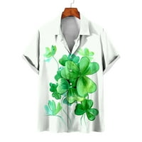 Muška Ležerna dugmad St. Patrick's Day Print sa džepom odbijenom košuljom kratkih rukava bluza vino, XXL