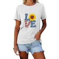 tklpehg ženski ljetni vrhovi kratki rukav udobni cvjetni Print grafički majice Crewneck uzročni Izlazak vrhovi opušteni Fit majice bluze Žuti XL