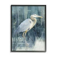 Stupell Egret River Reeds Priroda Trava Životinje I Insekti Slikarstvo Crno Uokvireni Art Print Zid Art