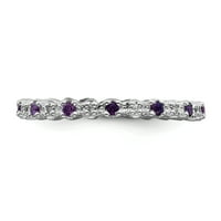 Sterling Silver Amethyst & Diamond Ring