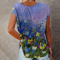 PBNBP T majice za žene ljetne estetske leptirske cvjetne posade kratkih rukava s kratkim rukavima ljetna ušteda