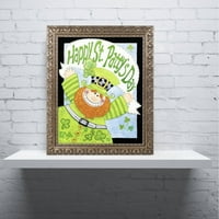 Zaštitni znak likovne umjetnosti Happy Leprechaun Canvas art by Jennifer Nilsson, zlatni ukrasni okvir