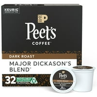 Peet-ov kava K-Cup mahuna, majora Dickasonova tamna pečena pojedinačna opslužuje kompatibilna sa Keurig pivarima