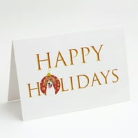 Beagle crvena i bijela crvena označena sretne praznike čestitke i koverte