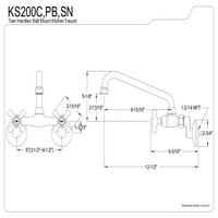 Kingston Brass KS200PB Dvostruki podesivi središnji zidni slavina za kuhinjom, polirani mesing