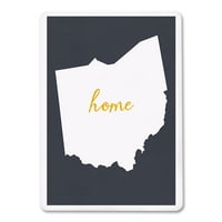 Ohio, kućna država, bijela na sivoj boji, lampionska preša, premium igračke kartice, paluba za karticu