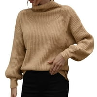Žene Čvrsti kroštet Splice dugih rukava dugim rukavima pulover Puff rukavi vrhovi ženskih zgloba izričenih pulover