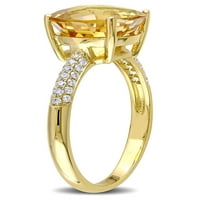 3- Carat t.g.w. Citrine i Carat T.W. Diamond 14KT Žuti zlatni koktel prsten