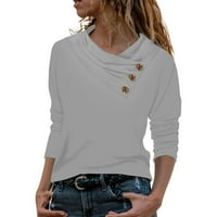 Royallove ženska majica Tees mornarski vrat sa dugmadima, jednobojni Dugi rukav za jesen i zimu Top trendi majice