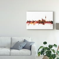 Zaštitni znak Likovna umjetnost 'Berlin Njemačka Skyline Crveno' Canvas Art by Michael Tomppsett