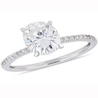 Carat t.g.w. Ovalni rez Moissine i Carat T.W. Diamond 14kt bijeli zlatni zaručni prsten