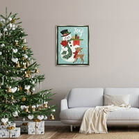 Joy Smiling Snowman Holiday Deer Holiday Graphic Art Luster Grey Umrimed Art Print Wall Art Art