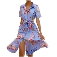 CETHRIO Sunčana haljina - ljetna haljina od tiskane haljine kratka rukava uska haljina plaža haljina haljina