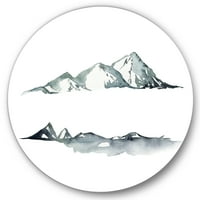 Designart 'minimalistički pejzaž tamnoplavih planina' moderni krug metalni zid Art - disk od 11