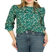 Jedinstvena ponuda ženska košulja okruglog vrata sa volanima tratinčica štampana cvjetna bluza