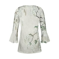 Ženski ljetni vrhovi ženski ljetni Casual modni V-izrez biljni cvjetni Print s tri četvrtine rukava majica