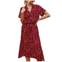 Feternalne haljine za žene Polka Dots Print Tunic Waisted Midi Dress Summer Casual kratke rukave Dress long Dress For women formal