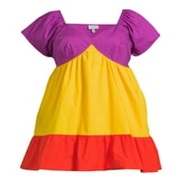 Get ženske Plus Size Colorblocked Mini haljine sa kratkim rukavima