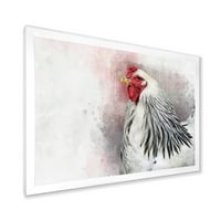 Designart 'Close Up Of White Columbia Brahma Rooster Bird' Tradicionalni Uokvireni Umjetnički Print