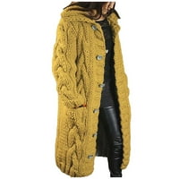 Topli zimski kaputi za ženske kapuljače kardigan velike veličine džep džempera Jednostruki dugi rukavi