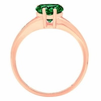 1. ct briljantno izrezano srce simulirani smaragdni 14k prsten pasijansa od ružičastog zlata SZ 3.5