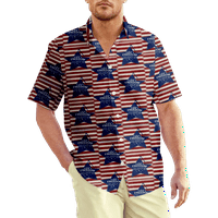 4. jula Muška havajska košulja SAD nacionalna zastava šareni ovratnik kratki rukav Party dnevni Print