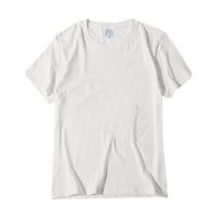 Ženski ljetni vrhovi čvrsti vrat za posadu kratki rukav labave majice bijeli 3XL