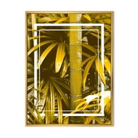 Designart' Tropski listovi i žuti bambus ' Tropski uokvireni platneni zidni umjetnički Print