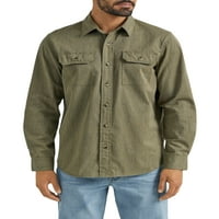 Wrangler® muška i velika Muška tkana košulja sa dugim rukavima opuštenog kroja, veličine s-5XL