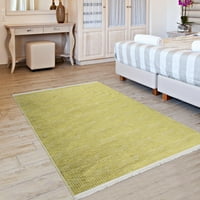 Ottomanson Mašinski perivi pamučni ravni tepih za dnevni boravak, 4 '6', zlatno pleteno tkanje