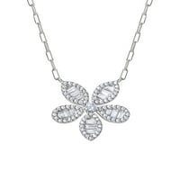 Brilliance ženski nakit od srebra CZ cvijet i srce ogrlica Set
