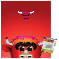 Chicago Bulls-S. Preston Mascot Benny zidni Poster sa palicama, 14.725 22.375