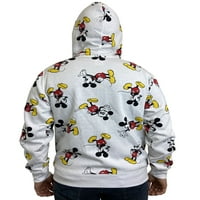 Disney Muška Mickey Mouse sav-over Print Zip Hoodie Dukserica Bijela