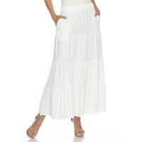 Bijela Mark ženska Maksi suknja u više nivoa sa džepovima