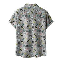 Aayomet havajska košulja rukav košulja Print plaža Casual ovratnik košulja muško dugme kratko dugme down Shirt Dress Grey, 3XL