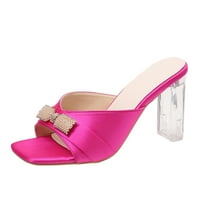 Ženske srednje cipele cipele Square Phoe Mules Udobne papuče sandale u obliku luka vruće ružičaste