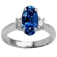 Tommaso Dizajn Oval je stvorio Blue Sapphire Angažman prsten u kt bijelom zlatu veličine 7. Odrasli za
