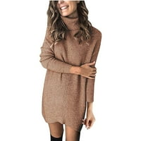 Symoid Maxi haljina za žene - modni pulover dugih rukava jesen čvrstog ležernog ruka srušene kože duksere
